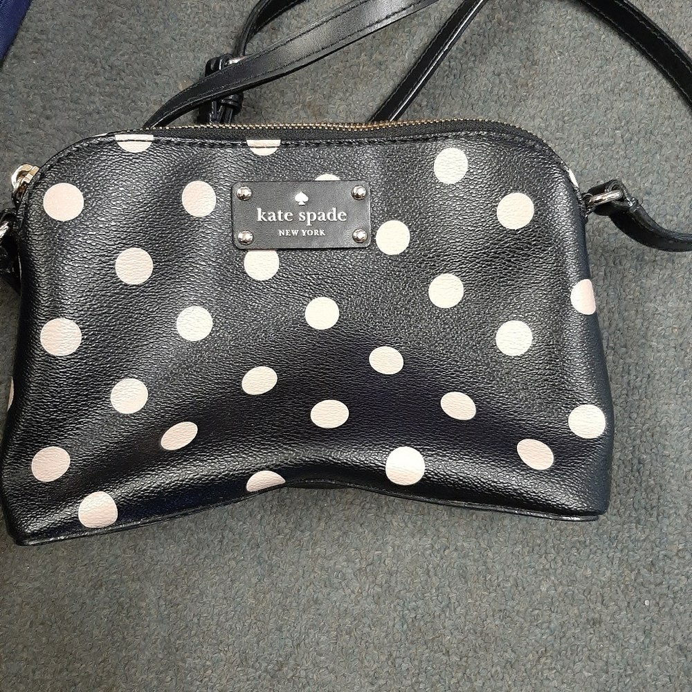 Kate spade black and tan polka dot
